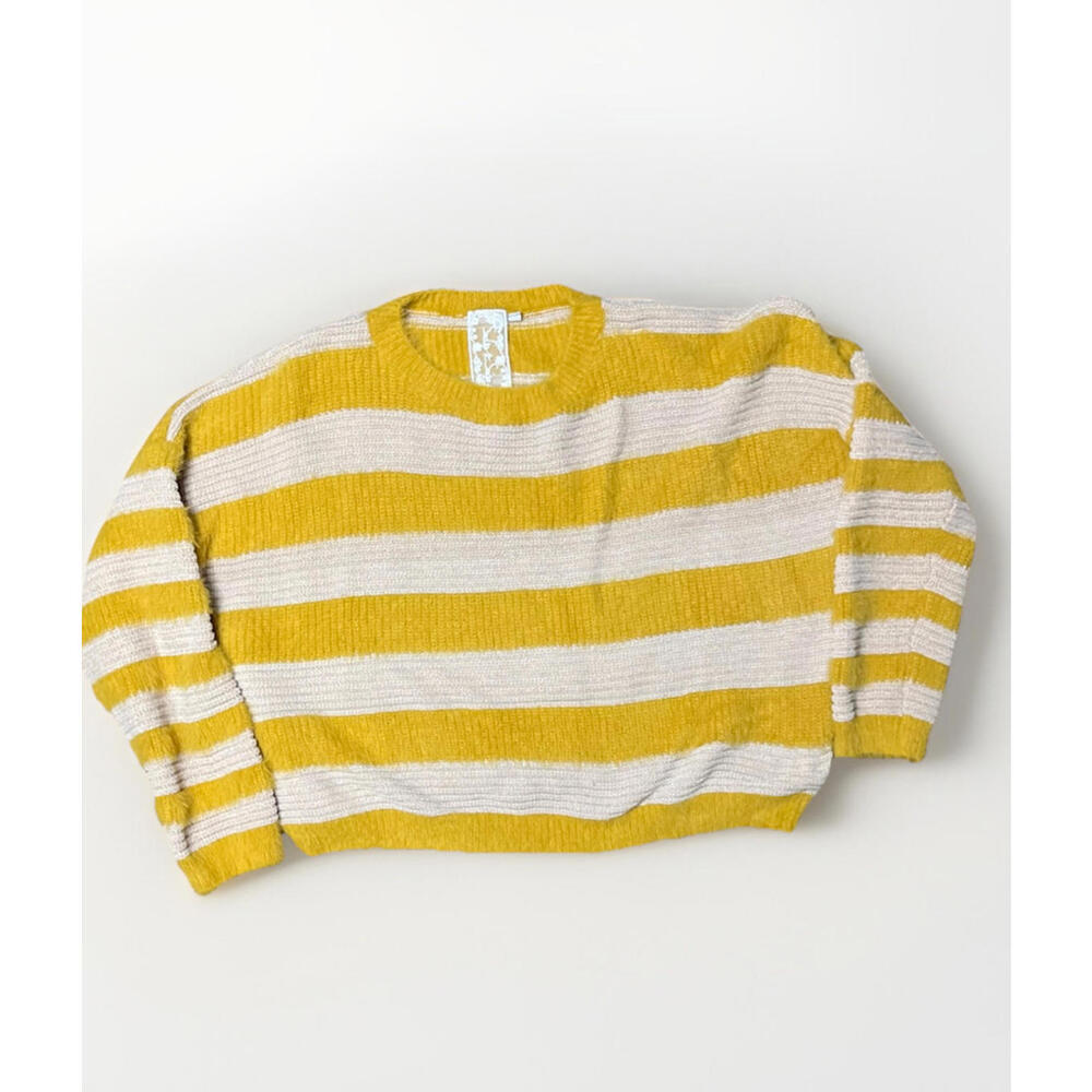 Sadie & Sage Yellow Stripe Textured Knit Sweater Women’s Size M
